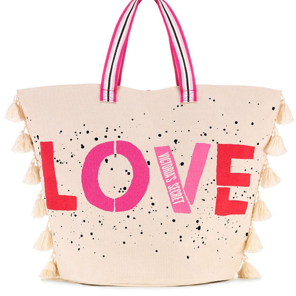 VICTORIA'S SECRET Tassle Graphic Love Beach Tote